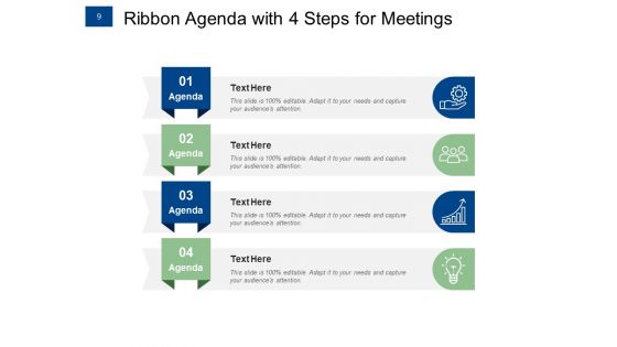Ribbon Agenda Slides For Meeting Growth Target Ppt PowerPoint Presentation Complete Deck