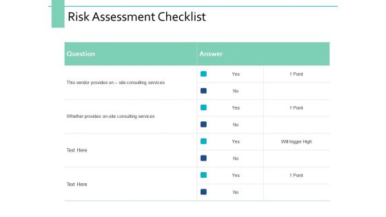 Risk Assessment Checklist Ppt PowerPoint Presentation Slides Professional