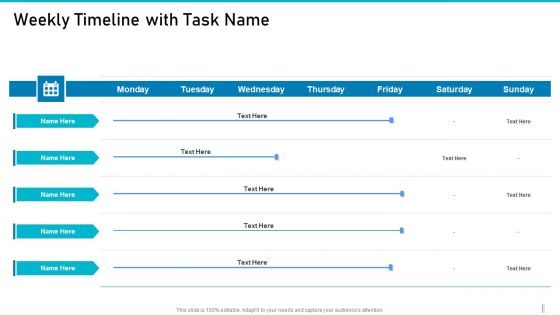 Risk Management For Organization Essential Assets Weekly Timeline With Task Name Inspiration PDF