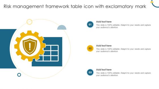 Risk Management Framework Table Icon With Exclamatory Mark Portrait PDF