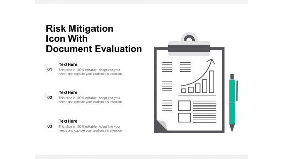 Risk Mitigation Icon With Document Evaluation Ppt PowerPoint Presentation Inspiration Summary PDF