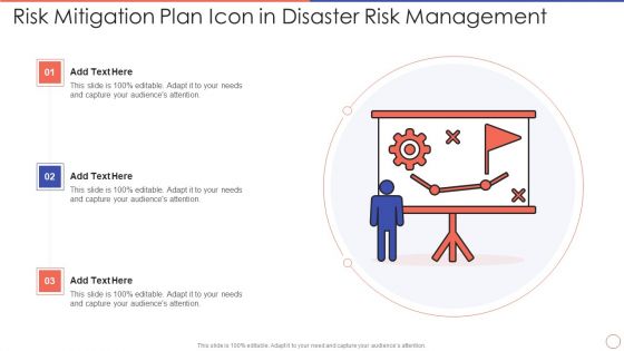Risk Mitigation Plan Icon In Disaster Risk Management Pictures PDF