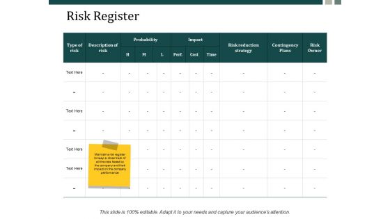 Risk Register Probability Ppt Powerpoint Presentation Inspiration Information Ppt Powerpoint Presentation Slides Outline