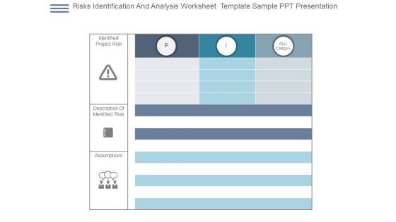 Risks Identification And Analysis Worksheet Template Sample Ppt Presentation Risks Identification And Analysis Worksheet Template Sample Ppt Presentation