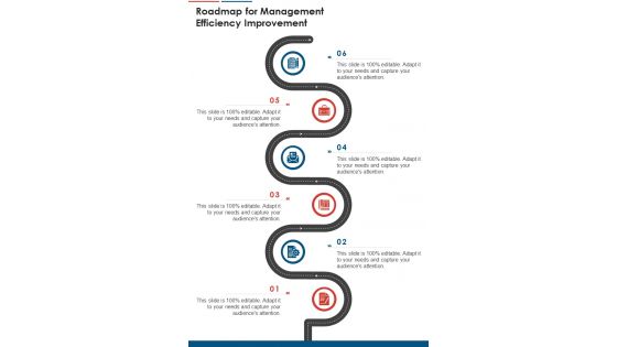 Roadmap For Management Efficiency Improvement One Pager Sample Example Document Roadmap For Management Efficiency Improvement One Pager Sample Example Document