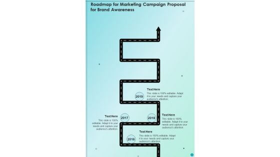 Roadmap For Marketing Campaign Proposal For Brand Awareness One Pager Sample Example Document