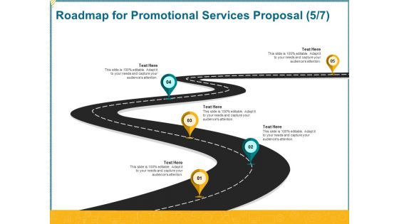 Roadmap For Promotional Services Proposal Five Stage Process Ppt Summary Gridlines PDF