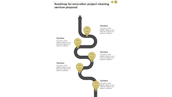 Roadmap For Renovation Project Cleaning Services Proposal One Pager Sample Example Document