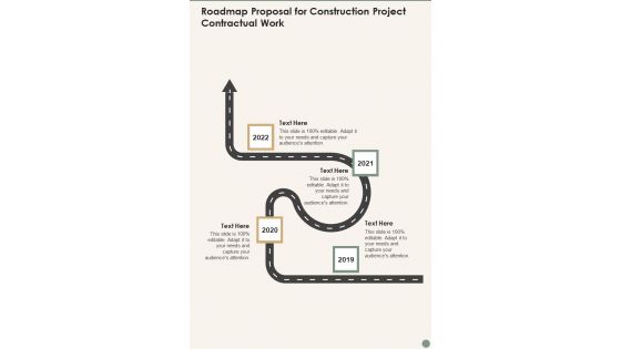 Roadmap Proposal For Construction Project Contractual Work Wd One Pager Sample Example Document
