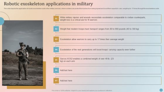 Robotic Exoskeleton Applications In Military Icons PDF