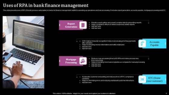 Robotics Process Automation In Finance Ppt PowerPoint Presentation Complete Deck With Slides