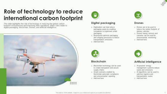 Role Of Technology To Reduce International Carbon Footprint Mockup PDF