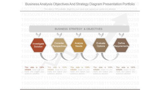 Business Analysis Objectives And Strategy Diagram Presentation Portfolio