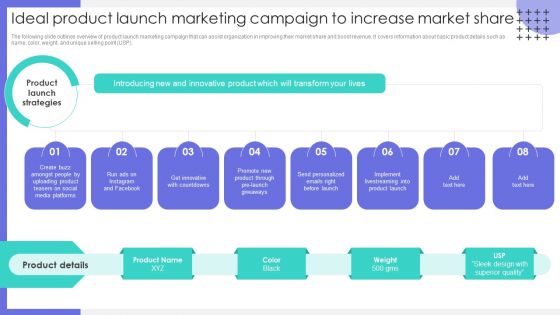 Ideal Product Launch Marketing Campaign To Increase Market Share Template PDF