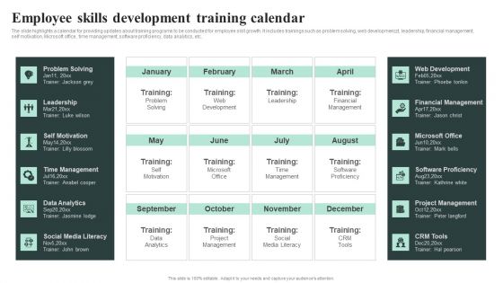 Employee Skills Development Training Calendar Elements PDF Employee Skills Development Training Calendar Elements PDF