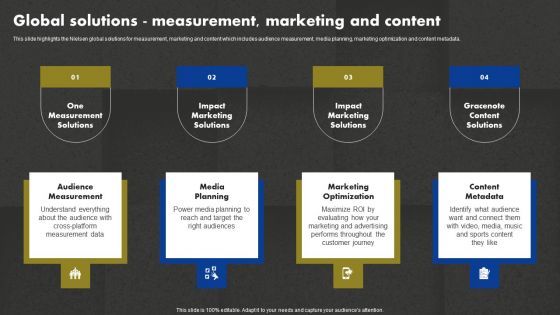 Data And Customer Analysis Company Outline Global Solutions Measurement Marketing Information PDF