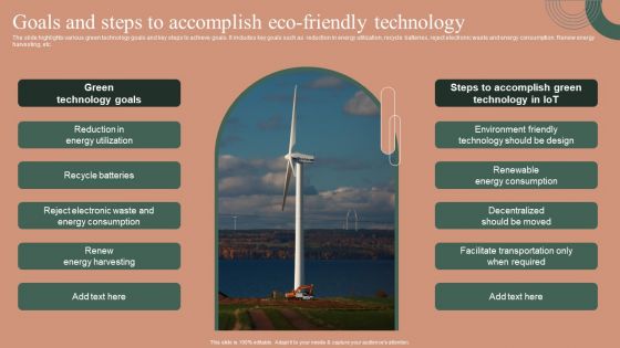 Goals And Steps To Accomplish Eco Friendly Technology Slides PDF