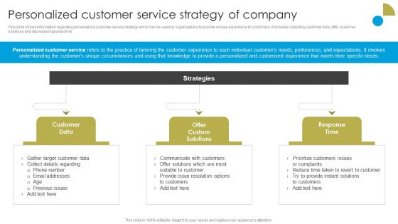 Service Strategy Guide To Maximize Customer Experience Personalized Customer Service Strategy Of Company Structure PDF