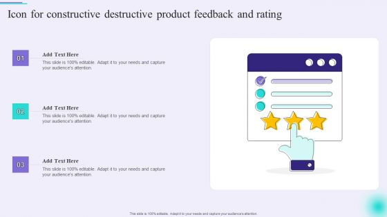 Icon For Constructive Destructive Product Feedback And Rating Inspiration PDF