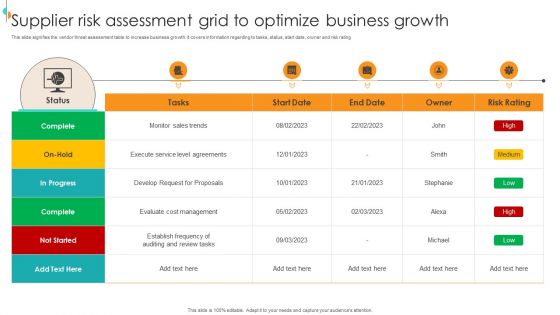 Supplier Risk Assessment Grid To Optimize Business Growth Pictures PDF Supplier Risk Assessment Grid To Optimize Business Growth Pictures PDF