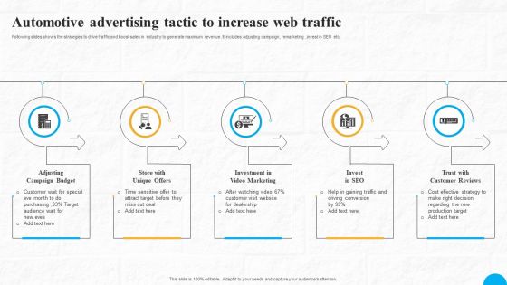 Automotive Advertising Tactic To Increase Web Traffic Infographics PDF Automotive Advertising Tactic To Increase Web Traffic Infographics PDF