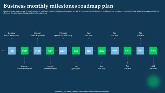 Business Monthly Milestones Roadmap Plan Template PDF Business Monthly Milestones Roadmap Plan Template PDF
