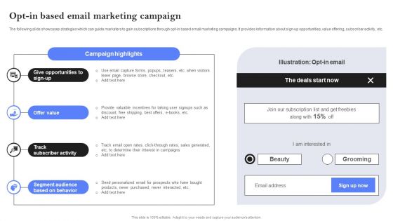 OPT In Based Email Marketing Campaign Ppt PowerPoint Presentation File Layouts PDF OPT In Based Email Marketing Campaign Ppt PowerPoint Presentation File Layouts PDF