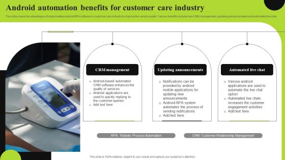 Android Automation Benefits For Customer Care Industry Diagrams PDF Android Automation Benefits For Customer Care Industry Diagrams PDF