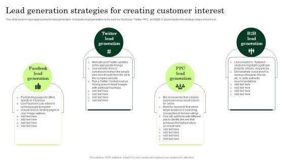 Lead Generation Strategies For Creating Customer Interest Enhancing Client Lead Conversion Rates Themes PDF