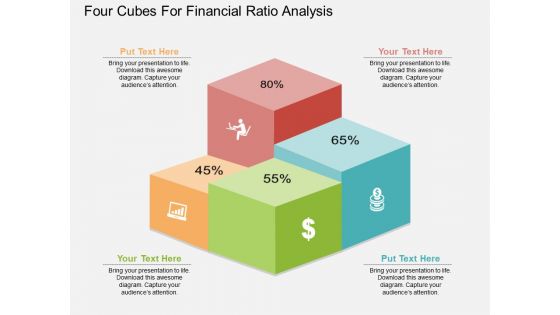 Four Cubes For Fnancial Ratio Analysis Powerpoint Template