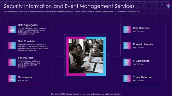 SIEM Services Security Information And Event Management Services Ppt Ideas Design Ideas PDF