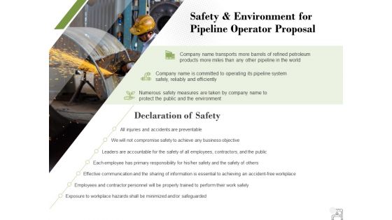 Safety And Environment For Pipeline Operator Proposal Ppt PowerPoint Presentation File Graphic Tips
