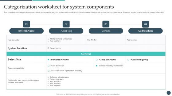 Safety Breach Response Playbook Categorization Worksheet For System Components Sample PDF Safety Breach Response Playbook Categorization Worksheet For System Components Sample PDF