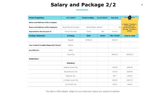 Salary And Package Earnings Ppt PowerPoint Presentation Show Gallery