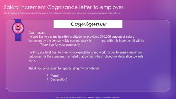 Salary Increment Cognizance Letter To Employer Guidelines PDF