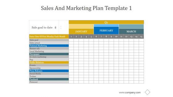Sales And Marketing Plan Template 1 Ppt PowerPoint Presentation Gallery
