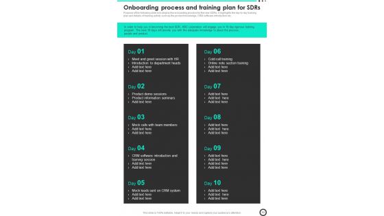 Sales Development Agent Onboarding Playbook Template