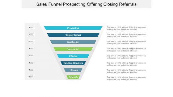 Sales Funnel Prospecting Offering Closing Referrals Ppt PowerPoint Presentation Summary Microsoft