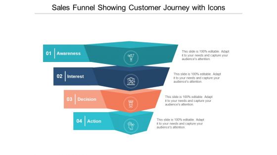Sales Funnel Showing Customer Journey With Icons Ppt Powerpoint Presentation Infographic Template Graphics Pictures
