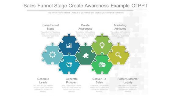 Sales Funnel Stage Create Awareness Example Of Ppt