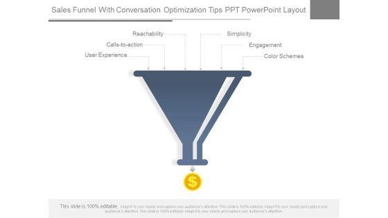 Sales Funnel With Conversation Optimization Tips Ppt Powerpoint Layout
