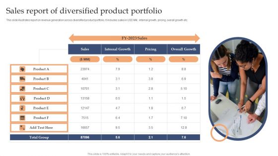Sales Report Of Diversified Product Portfolio Diagrams PDF