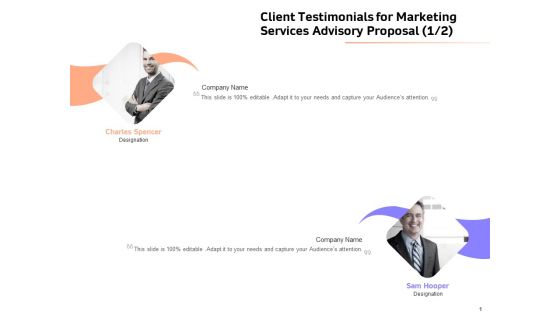 Sales Strategy Consulting Client Testimonials For Marketing Services Advisory Proposal Background PDF