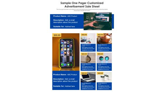 Sample One Pager Customized Advertisement Sale Sheet PDF Document PPT Template Sample One Pager Customized Advertisement Sale Sheet PDF Document PPT Template