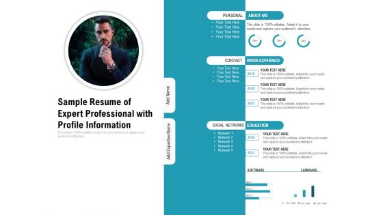 Sample Resume Of Expert Professional With Profile Information Ppt PowerPoint Presentation Pictures Background Images PDF