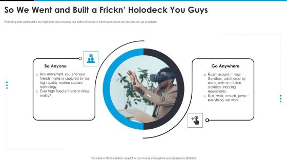 Sandbox VR Venture Capital Financing Pitch Deck So We Went And Built A Frickn Holodeck You Guys Portrait PDF