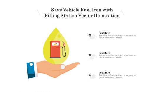 Save Vehicle Fuel Icon With Filling Station Vector Illustration Ppt PowerPoint Presentation File Slideshow PDF