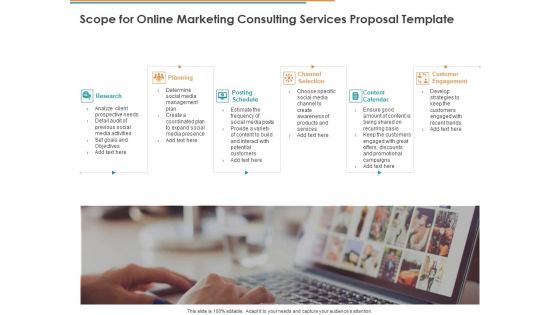 Scope For Online Marketing Consulting Services Proposal Template Ppt Outline Design Inspiration PDF