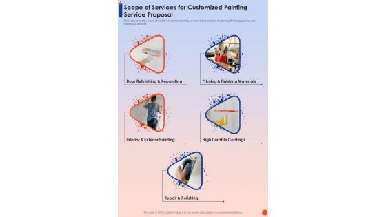 Scope Of Services For Customized Painting Service Proposal One Pager Sample Example Document