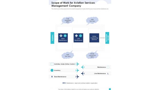 Scope Of Work For Aviation Services Management Company One Pager Sample Example Document
